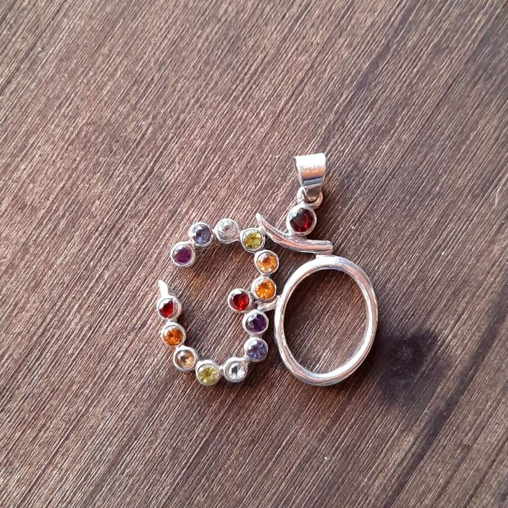 Silver Om Chakra Crystal Pendant